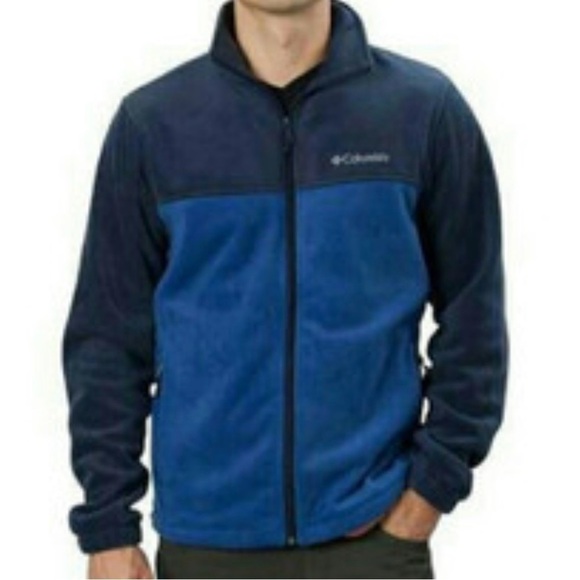 Columbia Large Two Tone Blue Fleece Zip-Up Sweater Jacket Size Large - Picture 5 of 14